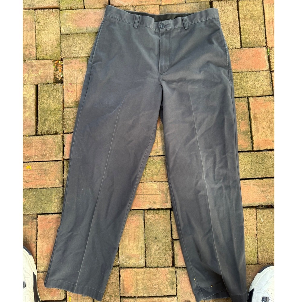 LL Bean Natural Fit Chino Pants Mens 34x30 Blue Charcoal Cotton Twill 212332